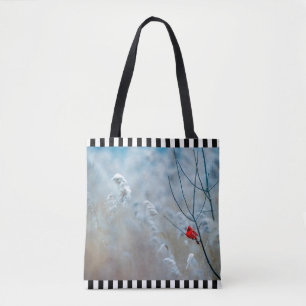 Red Cardinal in Winter Nature Photo Christmas Tote Bag