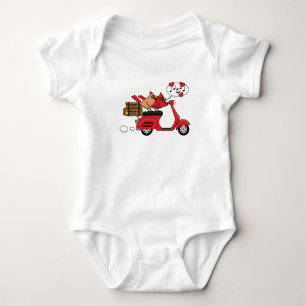 Red Cardinal Lovers on Scooter Baby Bodysuit