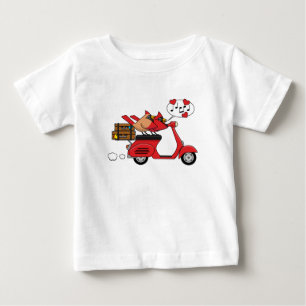 Red Cardinal Lovers on Scooter Baby T-Shirt