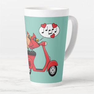 Red Cardinal Lovers on Scooter Latte Mug