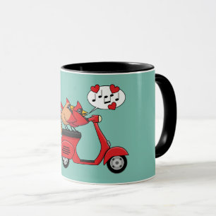 Red Cardinal Lovers on Scooter Mug