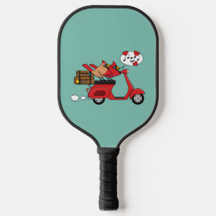 Red Cardinal Lovers on Scooter Pickleball Paddle