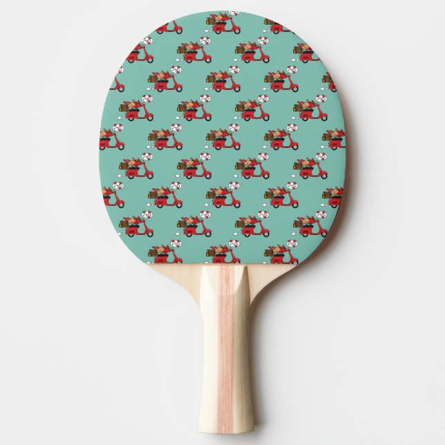 Red Cardinal Lovers on Scooter Ping Pong Paddle (Front)
