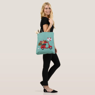 Red Cardinal Lovers on Scooter Tote Bag