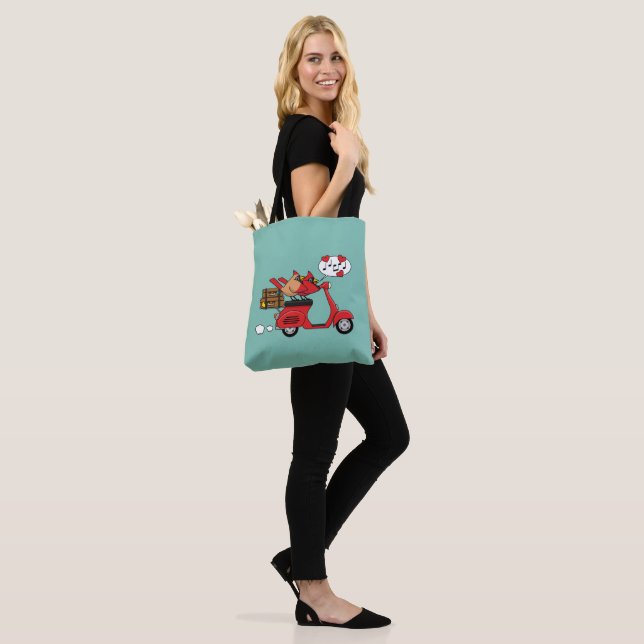 Red Cardinal Lovers on Scooter Tote Bag (On Model)