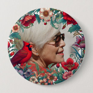 Red Cardinal Memorial Keepsake PHOTO 10 Cm Round Badge