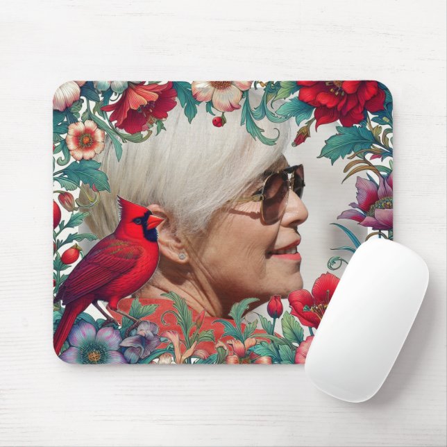 Red Cardinal Memorial Keepsake PHOTO Mouse Mat (With Mouse)