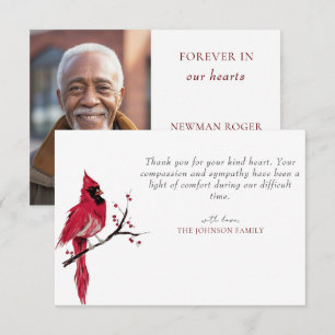 Red Cardinal Memorial Photo Thank You Card