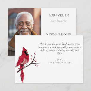 Red Cardinal Memorial Photo Thank You Card