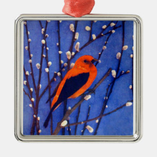 Red Cardinal Metal Tree Decoration