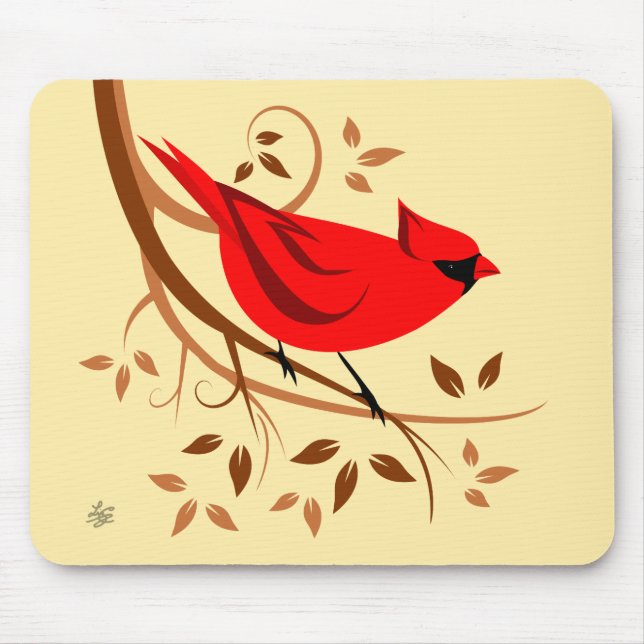 Red Cardinal Mouse Mat (Front)