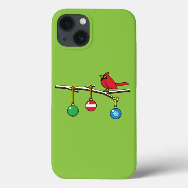 Red Cardinal on Christmas Bare Branch Case-Mate iPhone Case (Back)