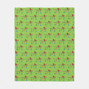 Red Cardinal on Christmas Bare Branch Fleece Blanket