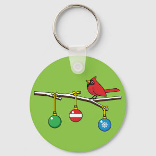 Red Cardinal on Christmas Bare Branch Key Ring