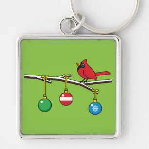Red Cardinal on Christmas Bare Branch Key Ring