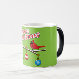 Red Cardinal on Christmas Bare Branch - Merry Xmas Magic Mug