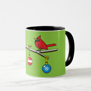 Red Cardinal on Christmas Bare Branch Mug