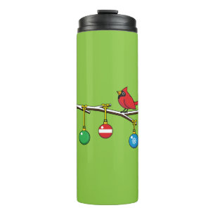 Red Cardinal on Christmas Bare Branch Thermal Tumbler
