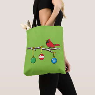 Red Cardinal on Christmas Bare Branch Tote Bag