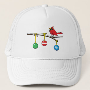 Red Cardinal on Christmas Bare Branch Trucker Hat