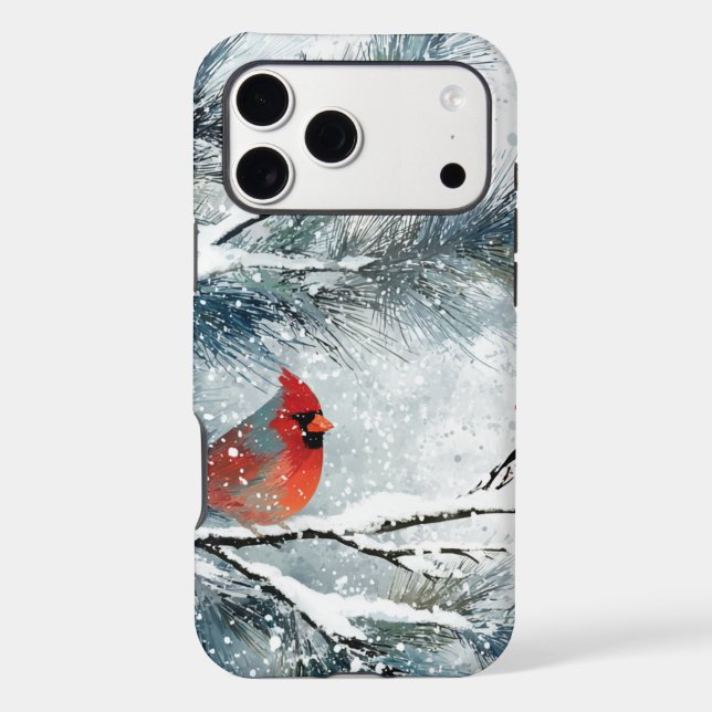 Red Cardinal on Snowy Pine Branch (Back)