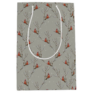 Red Cardinal Perched on a Tree Branch Gift Bag