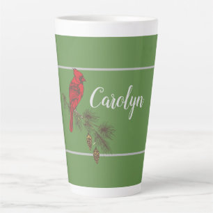 Red Cardinal Personalised Holiday Latte Mug