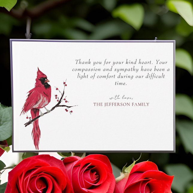 Red Cardinal Photo Funeral Thank You (Creator Uploaded)