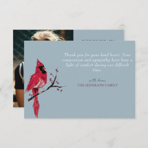 Red Cardinal Photo Funeral Thank You Card