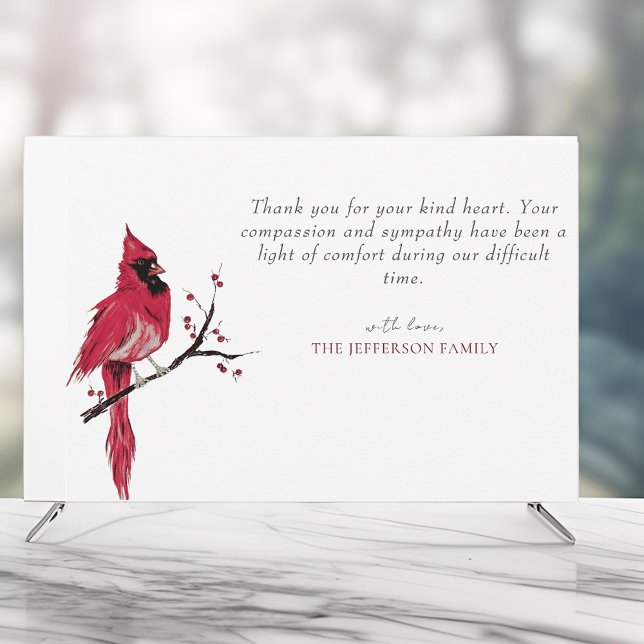 Red Cardinal Photo Funeral Thank You Card (Creator Uploaded)
