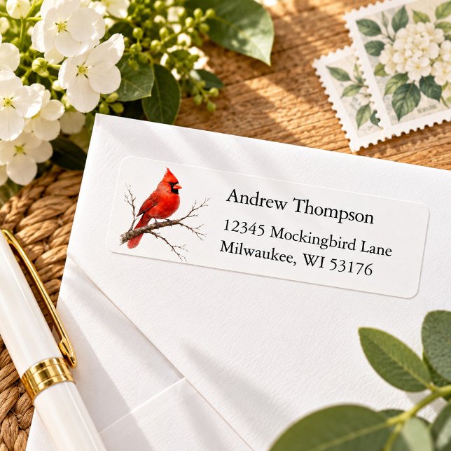 Red Cardinal Return Address Labels (Cardinal return address labels)