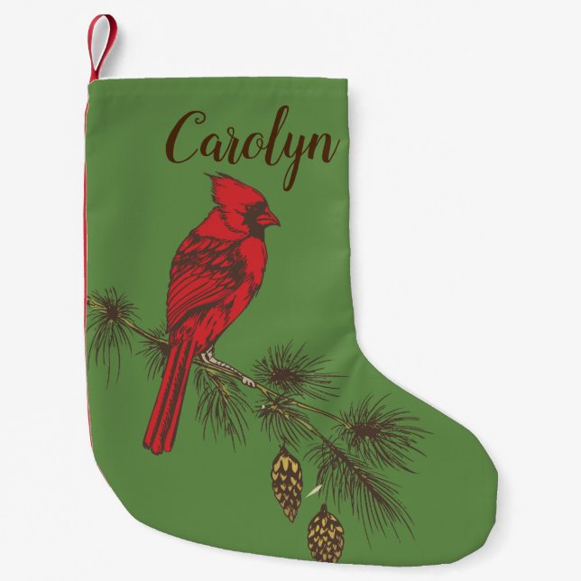 Red Cardinal Small Christmas Stocking (Front)