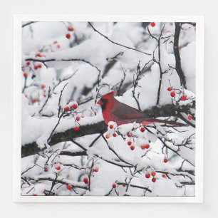 Red Cardinal Snow Tree Photo Napkin