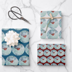 Red Cardinal Snowing Winter Wrap Craft Paper