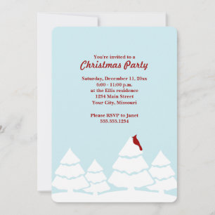 Red Cardinal Snowy Winter Scene Christmas Party Invitation