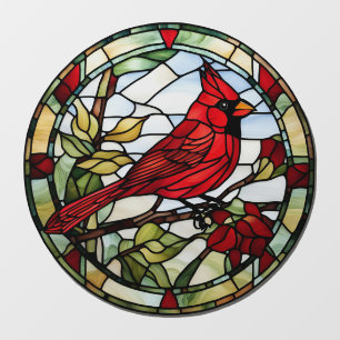 Red Cardinal Stained Glass Woodland Bird Window Cling