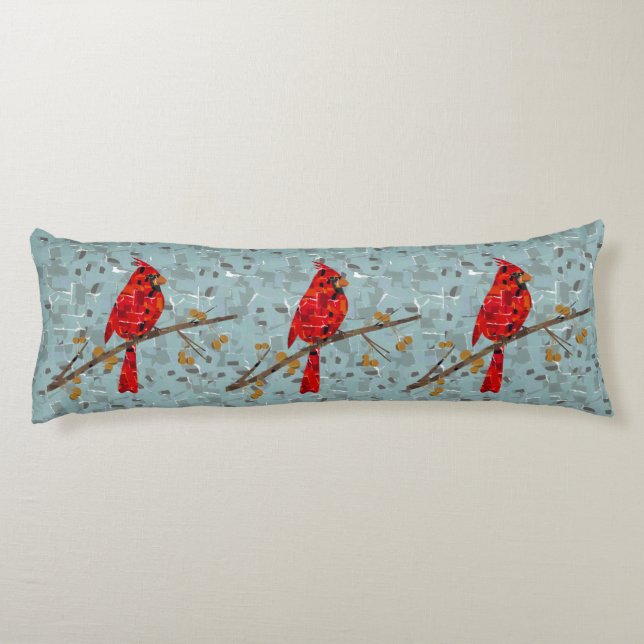 Red Cardinal , the bird of Christmas Body Cushion (Back)