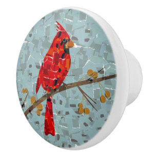 Red Cardinal , the bird of Christmas Ceramic Knob
