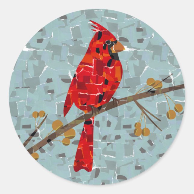 Red Cardinal , the bird of Christmas Classic Round Sticker (Front)