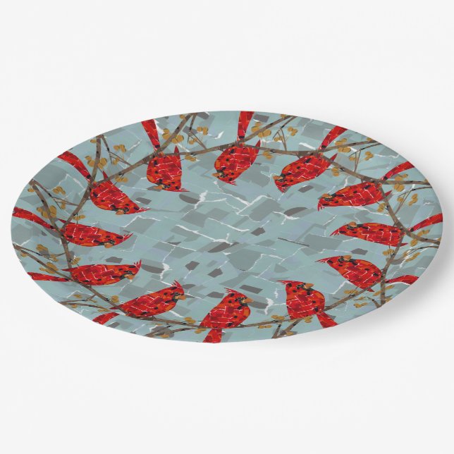 Red Cardinal , the bird of Christmas Paper Plate (Angled)