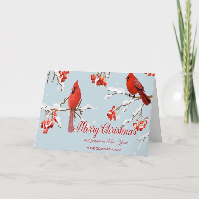 Red Cardinal Tree Snow Holiday Card (Front)