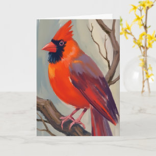 Red Cardinal Watercolor Painting Card