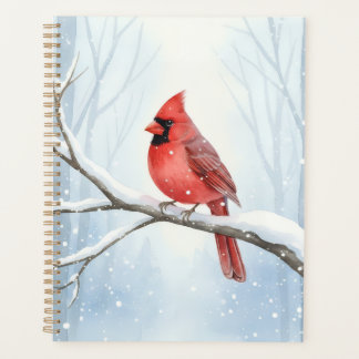 Red Cardinal Watercolor Winter Forest Academic  Planner