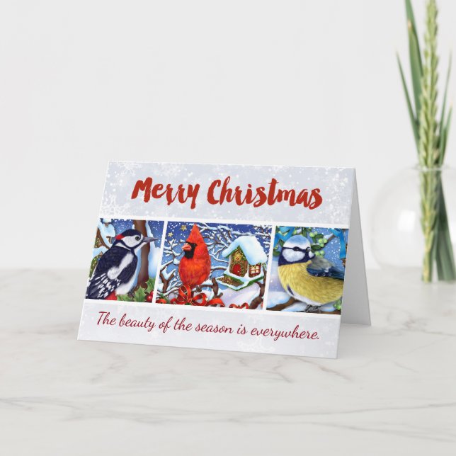 Red Cardinal Winter Birds Christmas Card (Front)