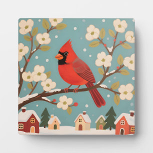 Red Cardinal Winter Branch Plaque