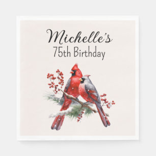 Red Cardinals 75th Birthday Napkin