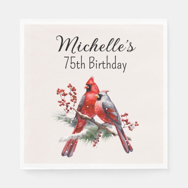 Red Cardinals 75th Birthday  Napkin (Front)
