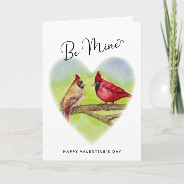 Red Cardinals Be Mine Couples Valentine's Day Card (Front)