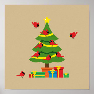 Red Cardinals - Christmas Merrier Spent Together Poster