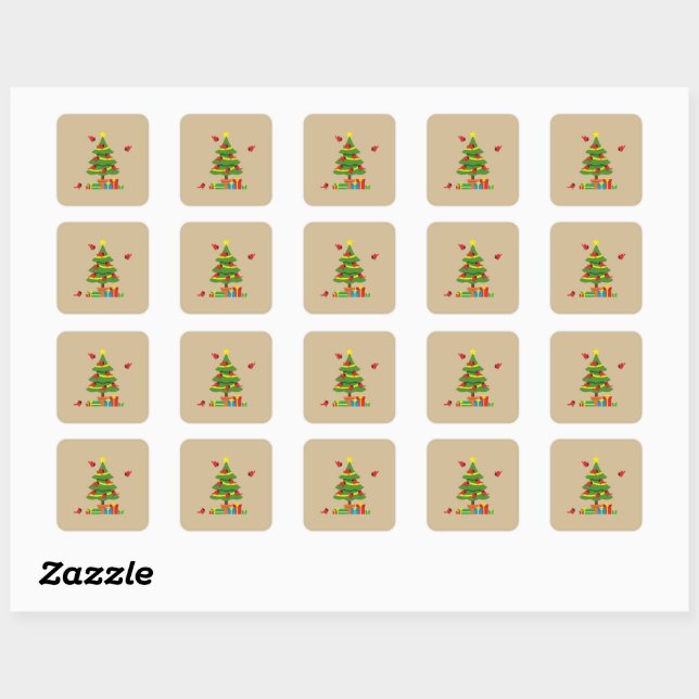Red Cardinals - Christmas Merrier Spent Together Square Sticker (Sheet)